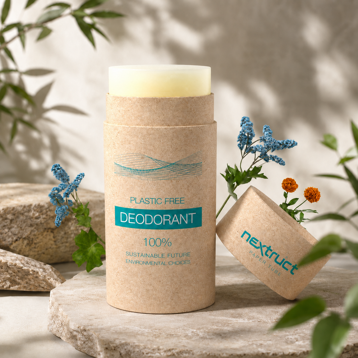 Plastic-Free Oval Paper Deodorant Tube with Custom Capacity