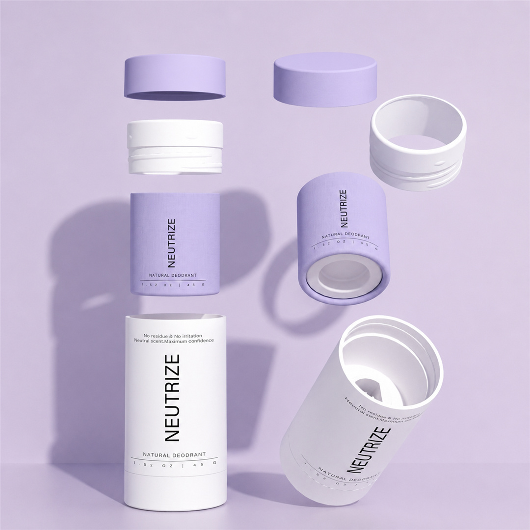 Sustainable PCR-PP Deodorant Container with FSC Paper Refill